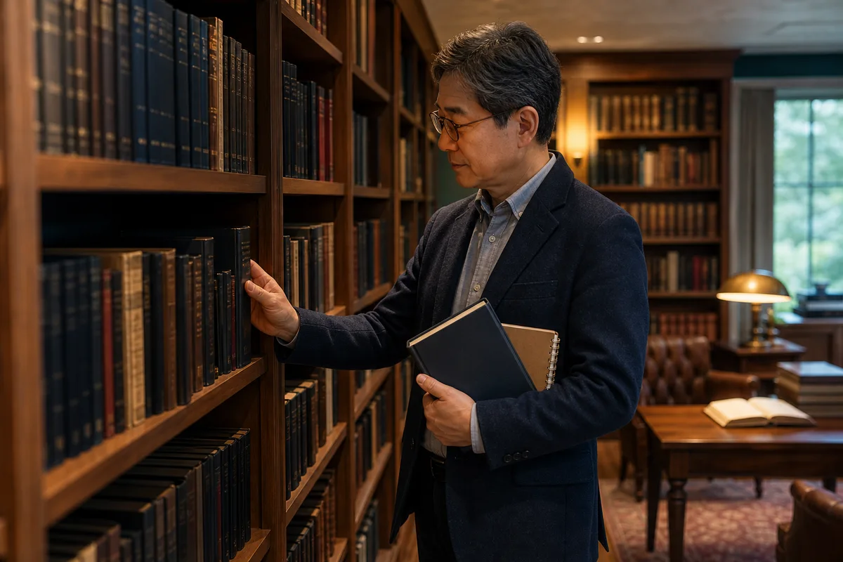 서가에서 다음 학습 자료를 고르는 학습자